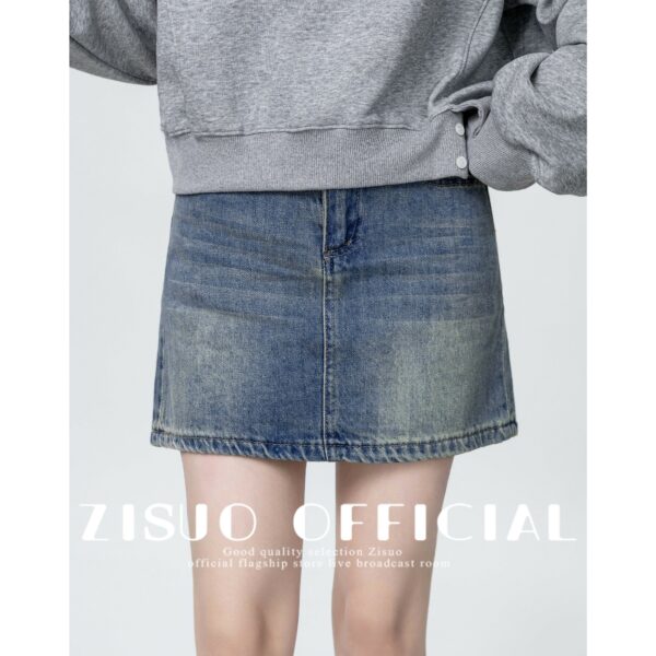 Vintage Blue Highwaist Denim Skirt - Image 7