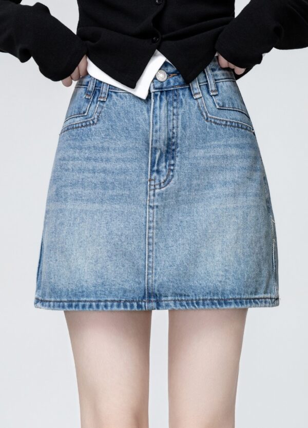 Vintage Blue Highwaist Denim Skirt - Image 5