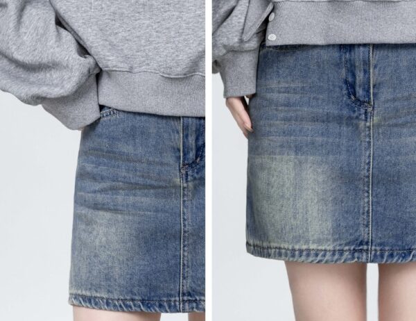 Vintage Blue Highwaist Denim Skirt - Image 6