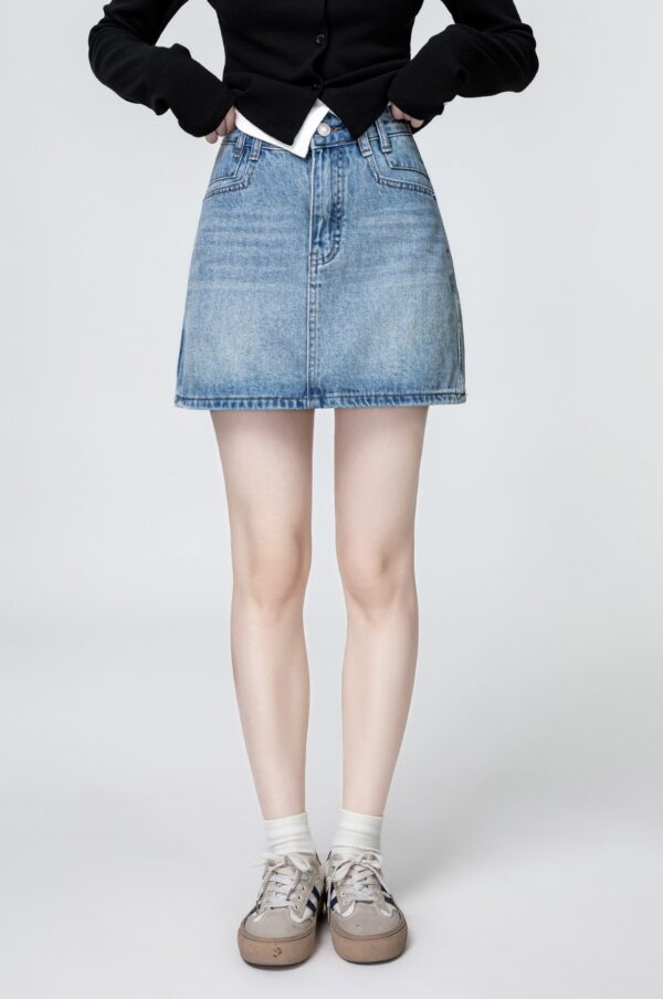 Vintage Blue Highwaist Denim Skirt - Image 7