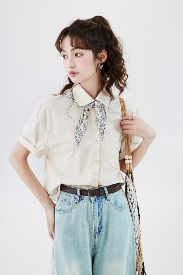 Vintage French Short Sleeve Blouse - Image 16