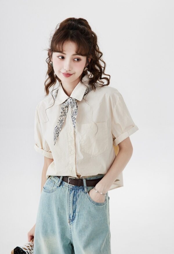 Vintage French Short Sleeve Blouse - Image 14