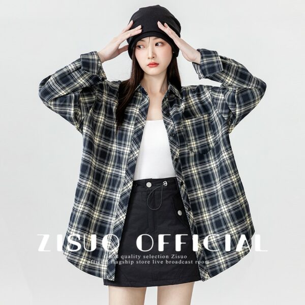 Vintage Plaid Loose Fit Shirt Jacket - Image 18