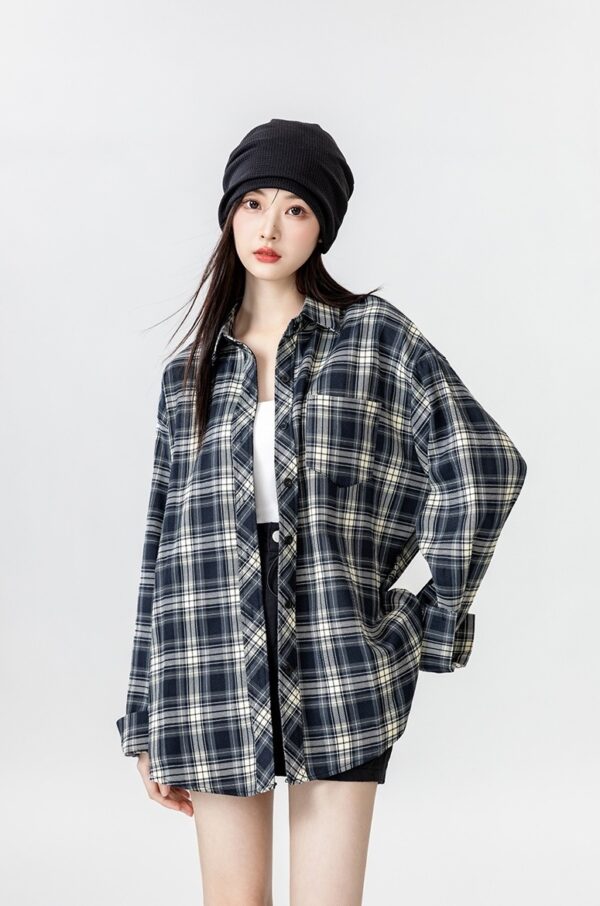 Vintage Plaid Loose Fit Shirt Jacket