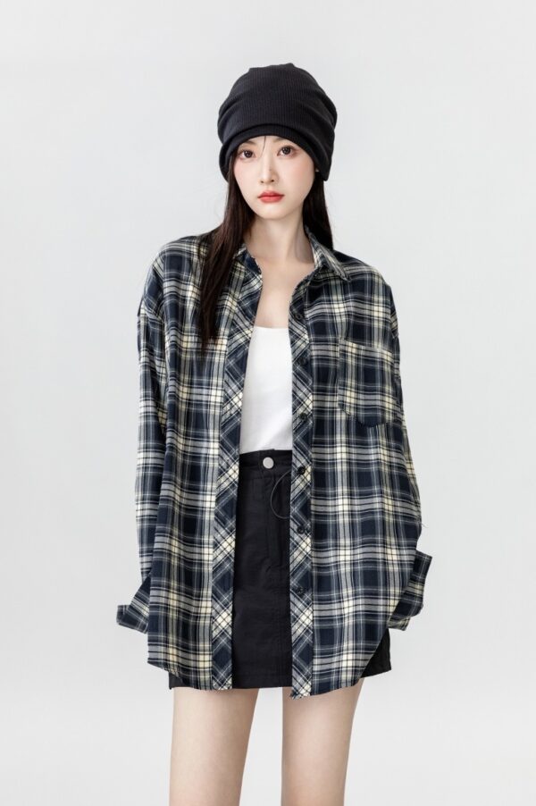 Vintage Plaid Loose Fit Shirt Jacket - Image 15