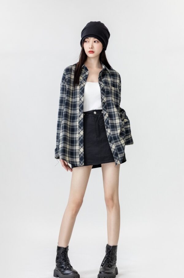 Vintage Plaid Loose Fit Shirt Jacket - Image 17