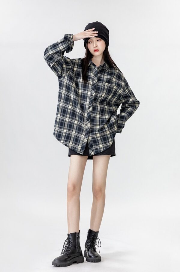 Vintage Plaid Loose Fit Shirt Jacket - Image 10