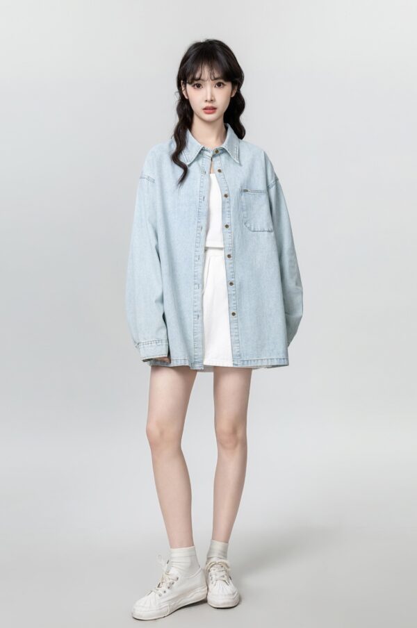 Vintage Washed Denim Jacket Shirt - Image 2