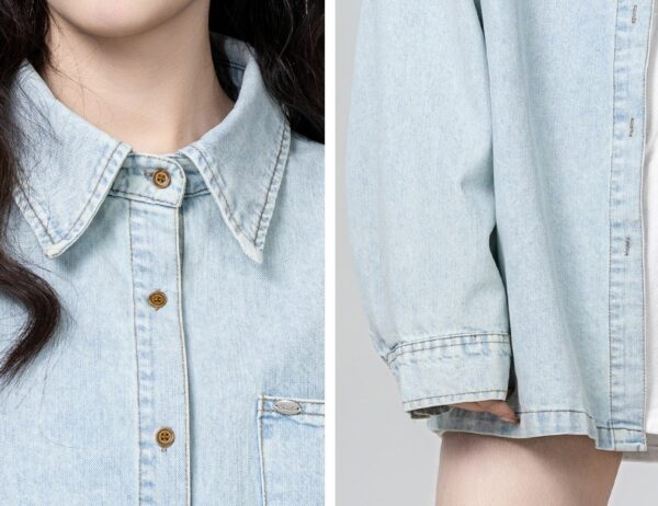 Vintage Washed Denim Jacket Shirt - Image 6