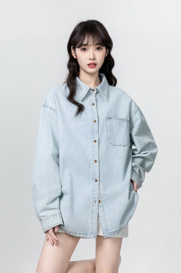 Vintage Washed Denim Jacket Shirt - Image 4