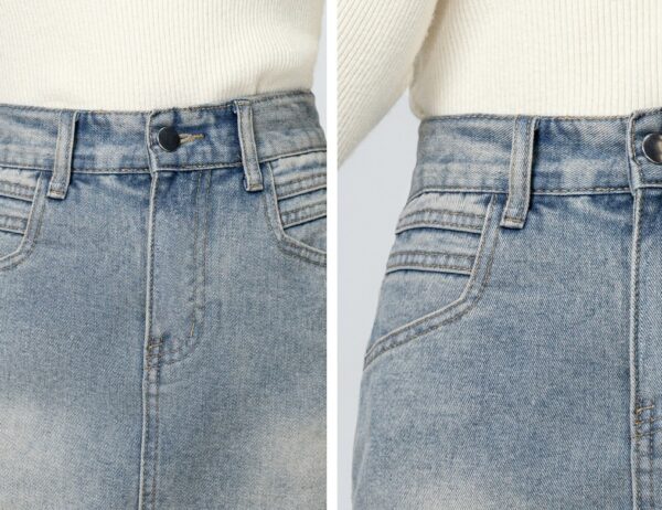 Vintage Washed High Waist Denim Skirt - Image 7