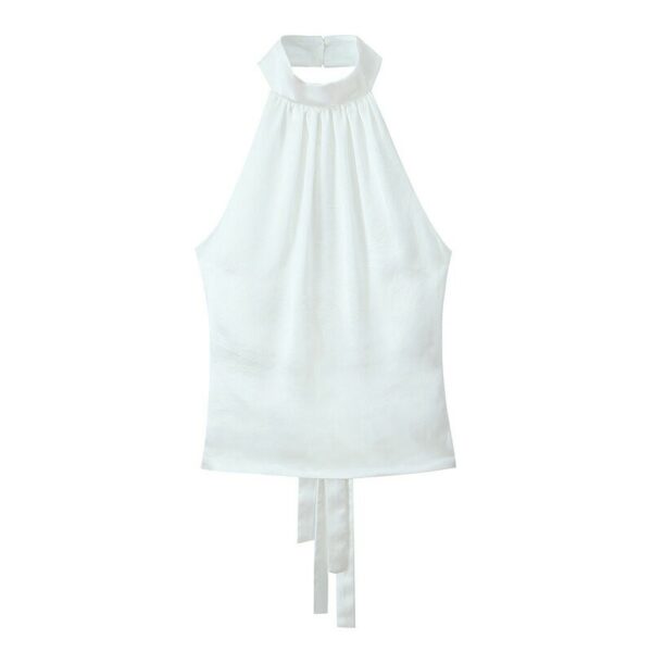 White Halter Tie-Back Top | Minju - ILLIT