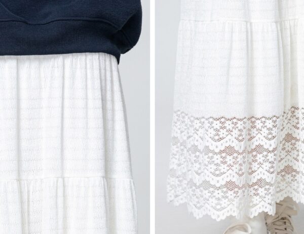 White Lace Highwaist Midi Skirt - Image 4