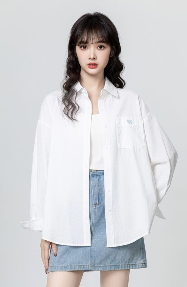 White Loosefit Long Sleeve Shirt - Image 4