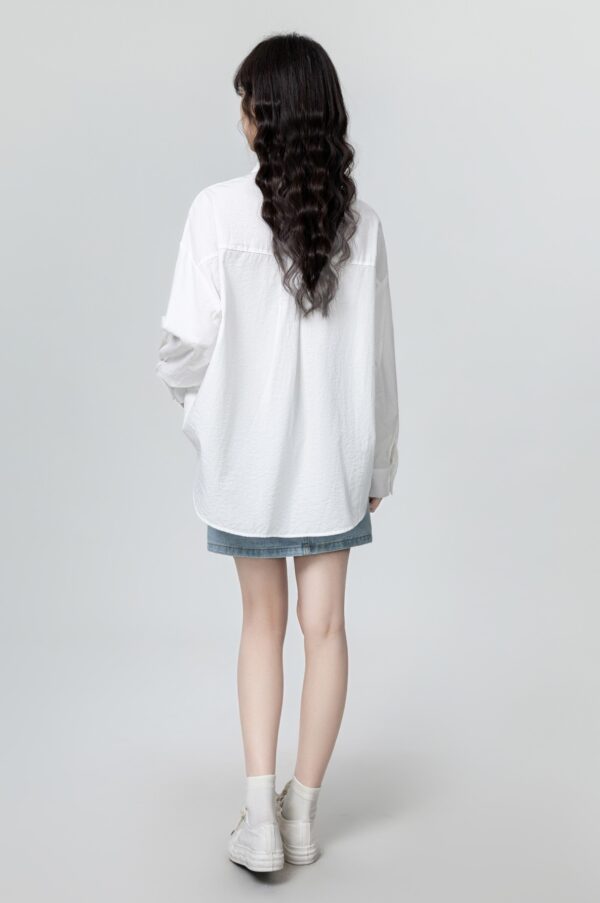 White Loosefit Long Sleeve Shirt - Image 7