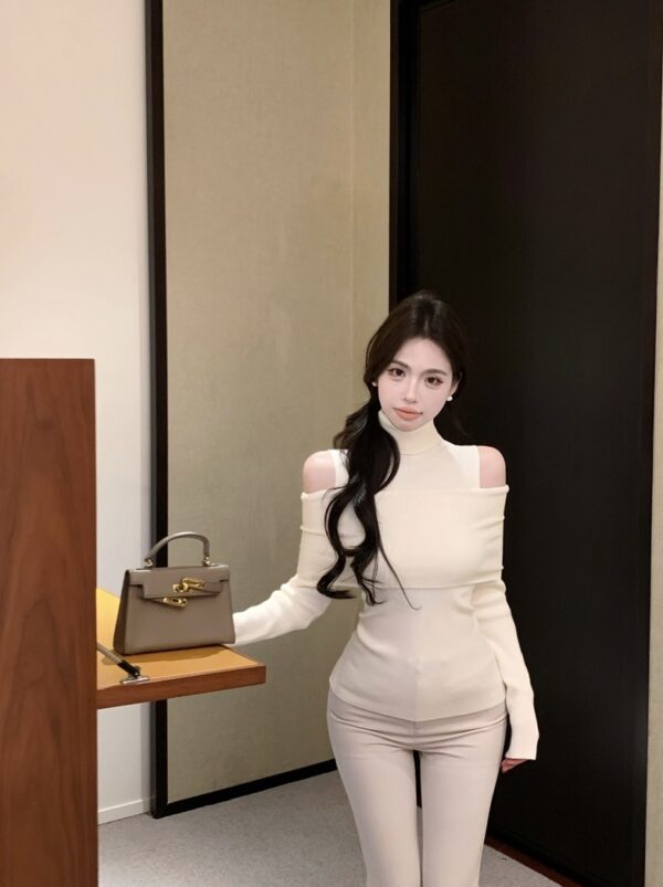 White Off-Shoulders Turtle Neck Top | Wendy - Red Velvet - Image 9