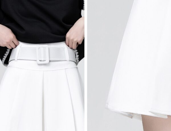 White Pleated Highwaist Skater Skirt - Image 9