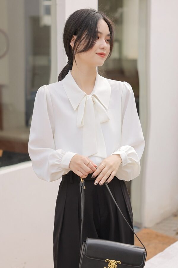 White Ribbon Chiffon Collared Blouse | Kang Ji Yun - Love Scout - Image 6