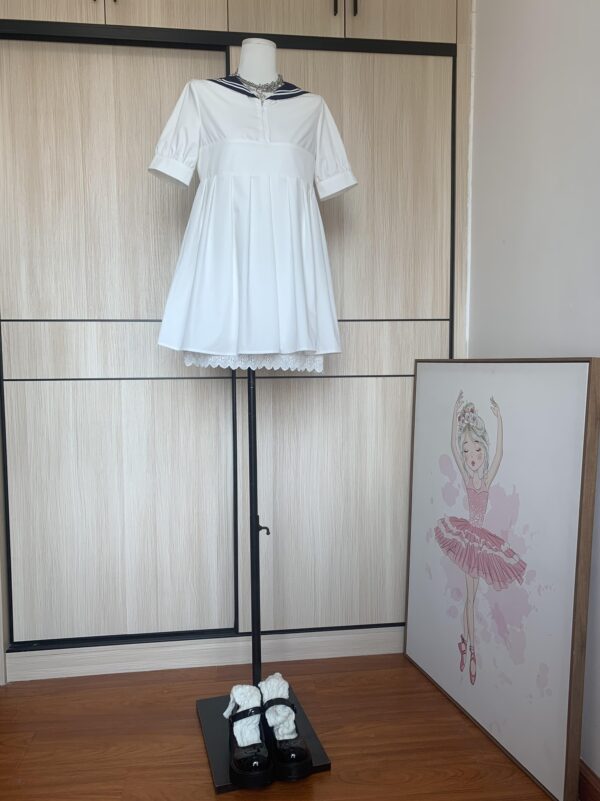 White Sailor Collar Doll Dress | Moka - ILLIT - Image 2