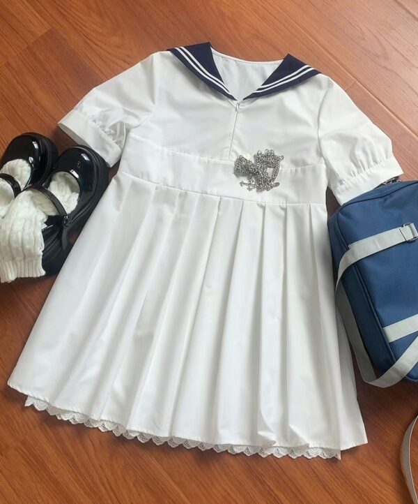 White Sailor Collar Doll Dress | Moka - ILLIT