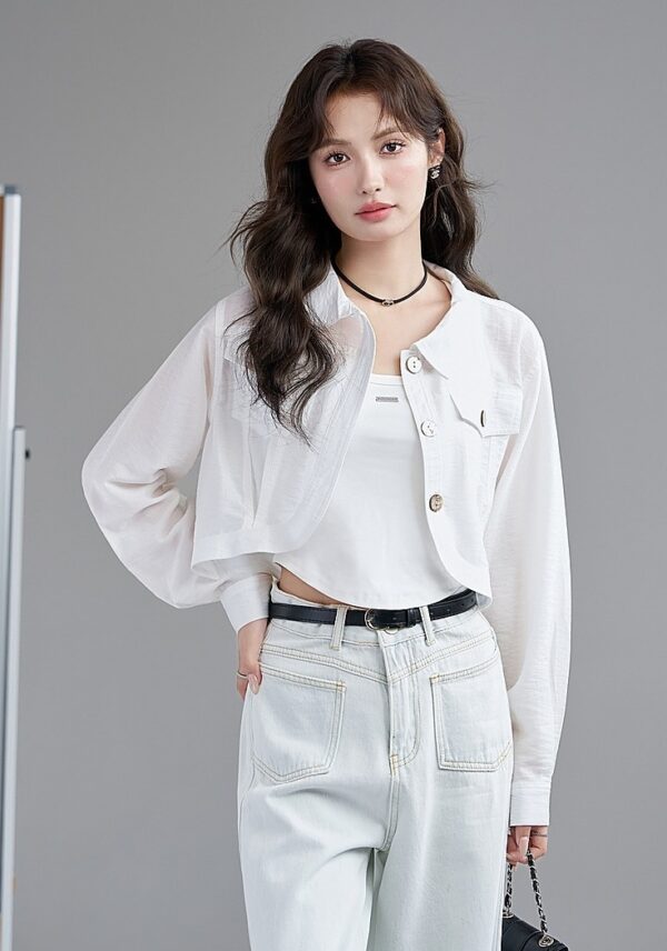 White Summer Sun Protection Jacket - Image 6