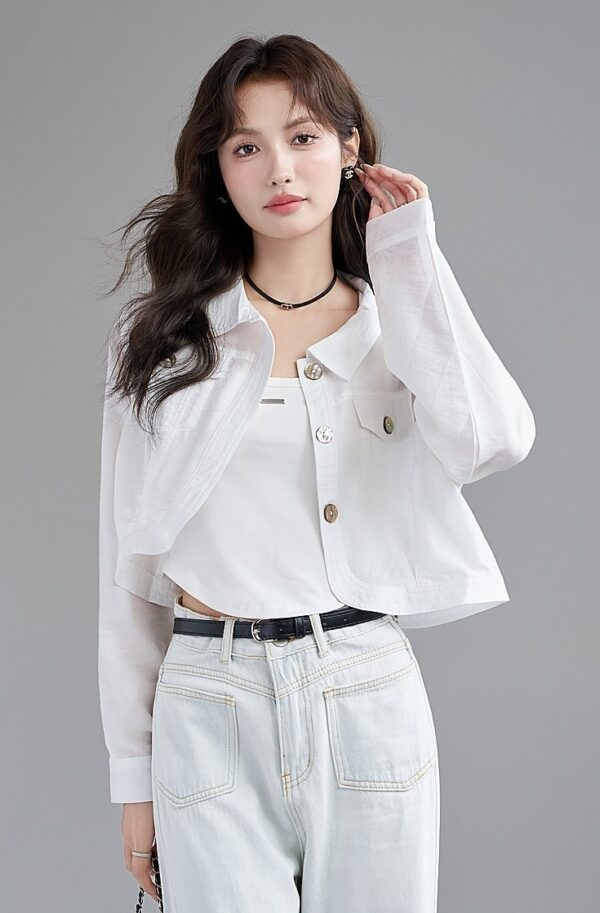 White Summer Sun Protection Jacket - Image 7