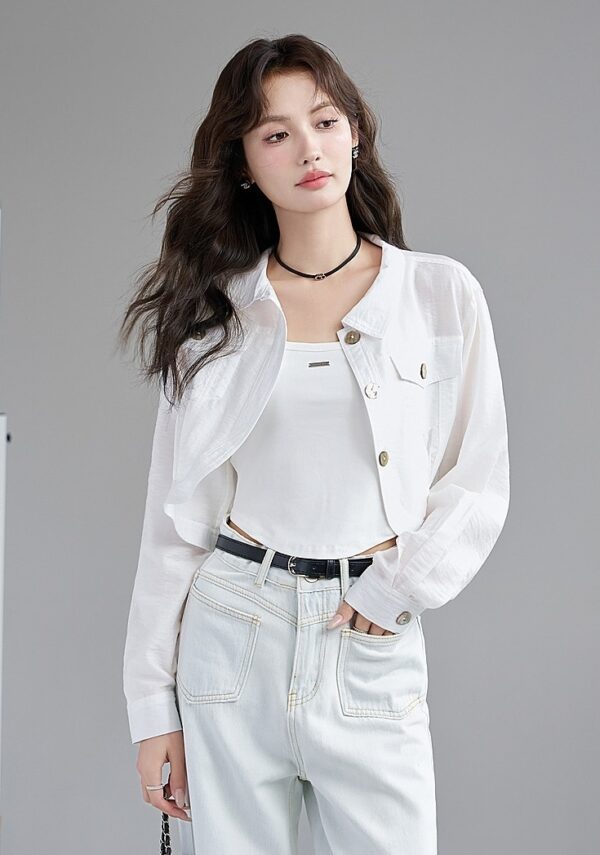 White Summer Sun Protection Jacket - Image 2