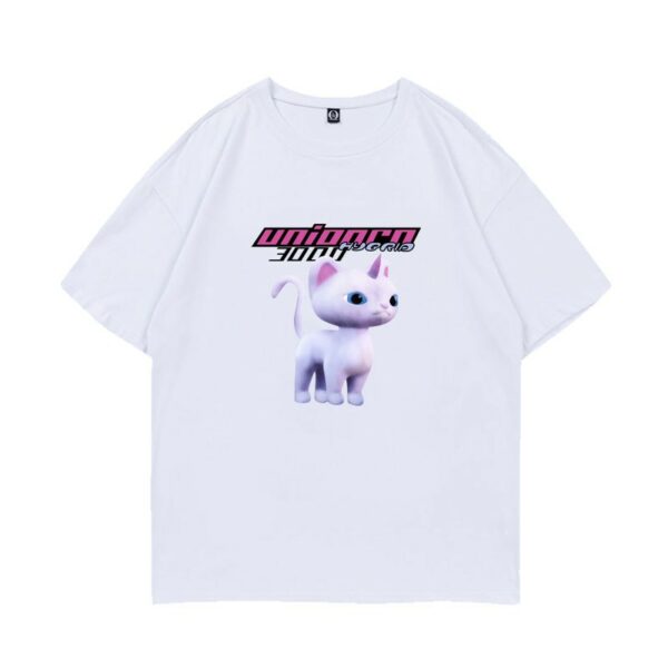 White Unicorn Kitten Printed T-Shirt | LeeKnow - Stray Kids