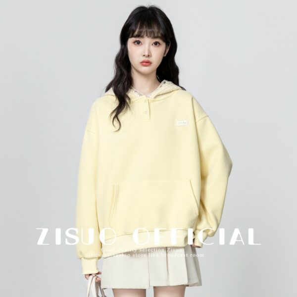 Yellow Lace Hoodie With Unique Design - Image 8