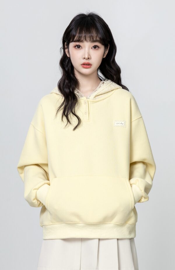 Yellow Lace Hoodie With Unique Design - Image 4