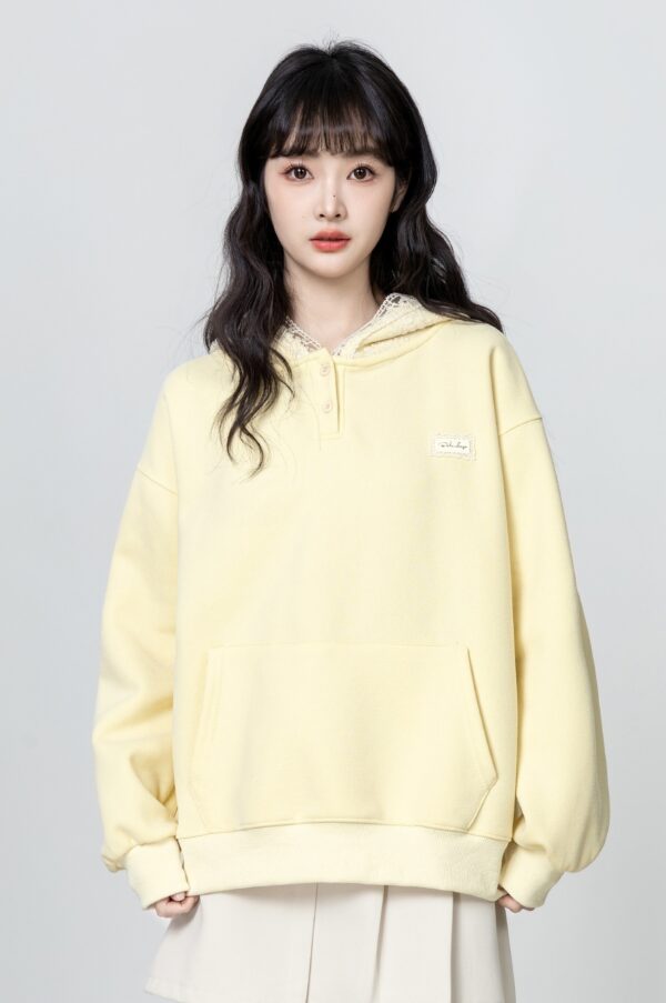 Yellow Lace Hoodie With Unique Design - Image 6