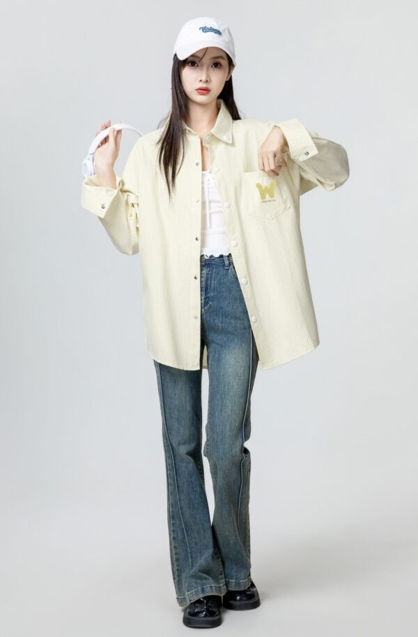 Yellow Striped Long Sleeve Shirt Jacket - Image 8